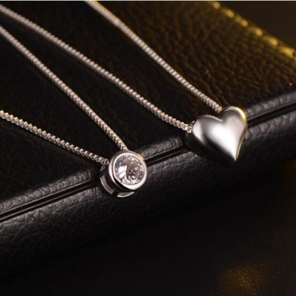 NEW 925 Sterling Silver Diamond Heart Necklace B - Picture 11 of 12